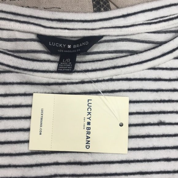 Lucky Brand Stripe Cloud Jersey Smocked Cuff Pullover - Picture 4 of 8